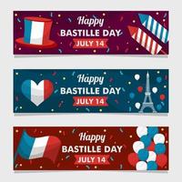 conjunto de banners del día de la bastilla vector