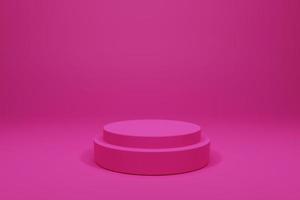 3D rendering pink colour minimal concept cylinder pedestal or podium for product display on empty background. 3D mockup illustration photo