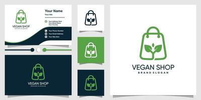Vegan shop logo with creative and modern style Premium Vector
