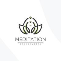 Moditation logo with lotus element concept Premium Vector