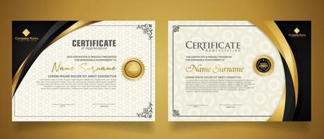 certificate template with classic frame and modern pattern, diploma, vector illustration