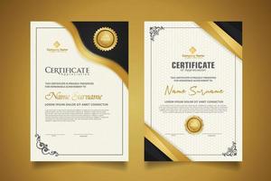 certificate template with classic frame and modern pattern, diploma, vector illustration