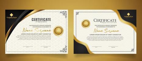 certificate template with classic frame and modern pattern, diploma, vector illustration