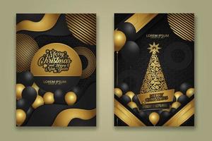 luxury Christmas Poster Template with Shiny Gold and texture background. Vector illustration