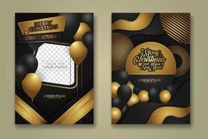 luxury Christmas Poster Template with Shiny Gold and texture background. Vector illustration