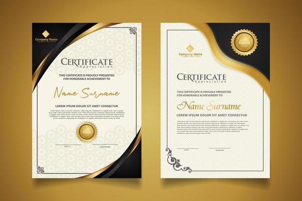 certificate template with classic frame and modern pattern, diploma, vector illustration
