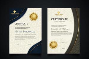 Luxury certificate template with elegant corner frame and realistic texture pattern, diploma Vector illustration