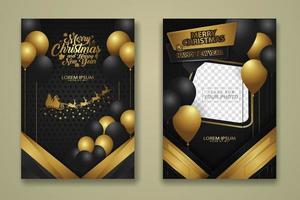 luxury Christmas Poster Template with Shiny Gold and texture background. Vector illustration