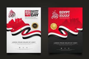 set poster Egypt happy National Day background template vector