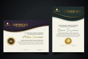 Luxury certificate template with elegant corner frame and realistic texture pattern, diploma Vector illustration