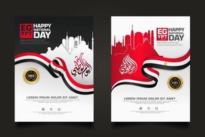 set poster Egypt happy National Day background template vector