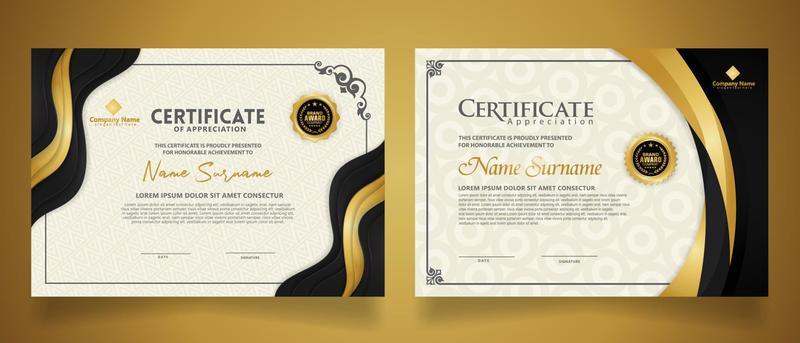 certificate template with classic frame and modern pattern, diploma, vector illustration