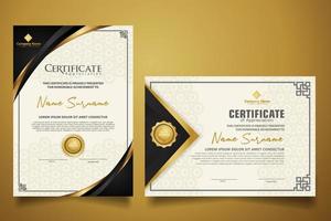 certificate template with classic frame and modern pattern, diploma, vector illustration