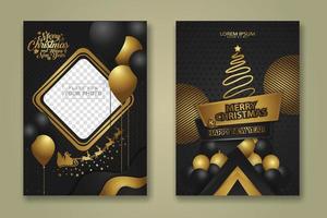 luxury Christmas Poster Template with Shiny Gold and texture background. Vector illustration