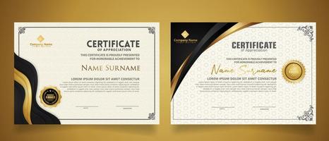 certificate template with classic frame and modern pattern, diploma, vector illustration