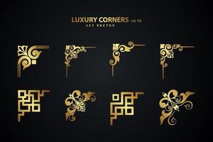 Vintage art deco luxury corner set. Vector golden geometric template for borders and frames