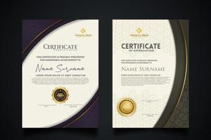 Luxury certificate template with elegant corner frame and realistic texture pattern, diploma Vector illustration