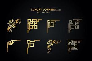 Vintage art deco luxury corner set. Vector golden geometric template for borders and frames