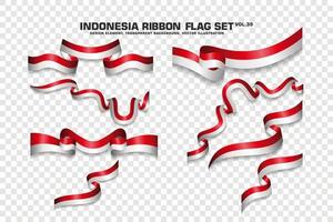 Indonesia Ribbon Flags Set, Element design, 3D style. vector Illustration