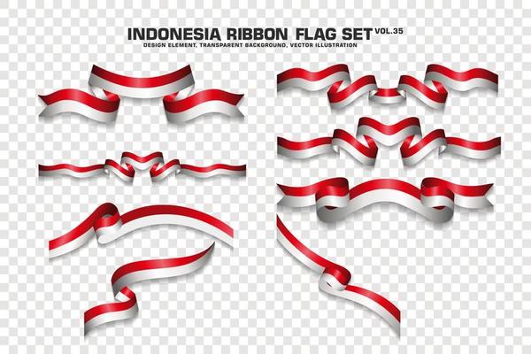 Indonesia Ribbon Flags Set, Element design, 3D style. vector Illustration