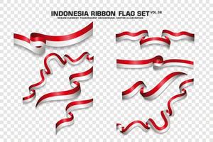 conjunto de banderas de cinta de indonesia, diseño de elementos, estilo 3d. ilustración vectorial vector