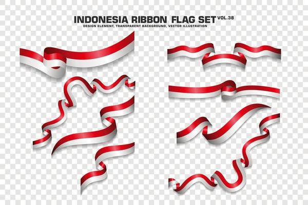 Indonesia Ribbon Flags Set, Element design, 3D style. vector Illustration