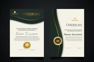 plantilla de certificado de lujo con marco de esquina elegante y patrón de textura realista, ilustración de vector de diploma