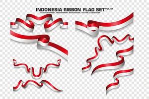 Indonesia Ribbon Flags Set, Element design, 3D style. vector Illustration