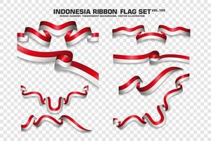 Indonesia Ribbon Flags Set, Element design, 3D style. vector Illustration