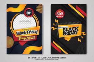 Black Friday Sale poster design set vector