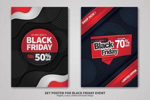 Black Friday Sale poster design set vector