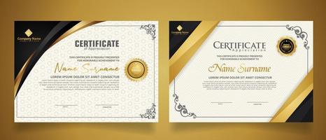 certificate template with classic frame and modern pattern, diploma, vector illustration