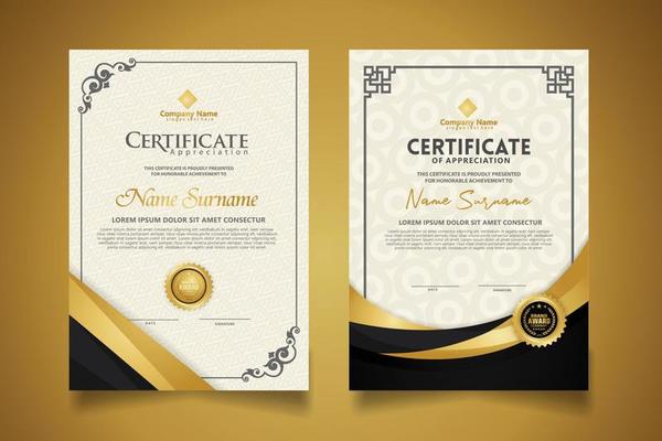 certificate template with classic frame and modern pattern, diploma, vector illustration