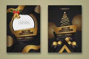 luxury Christmas Poster Template with Shiny Gold and texture background. Vector illustration