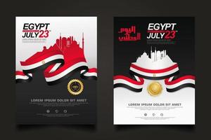 establecer cartel egipto feliz día nacional plantilla de fondo vector