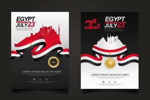 set poster Egypt happy National Day background template vector