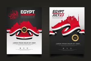 set poster Egypt happy National Day background template vector