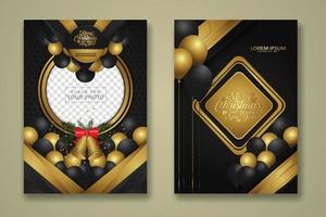 luxury Christmas Poster Template with Shiny Gold and texture background. Vector illustration