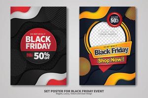 Black Friday Sale poster design set vector