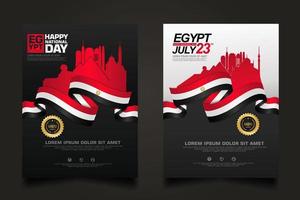 set poster Egypt happy National Day background template vector