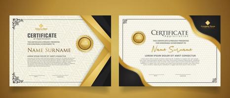 certificate template with classic frame and modern pattern, diploma, vector illustration