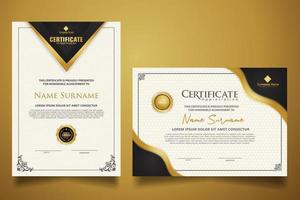 certificate template with classic frame and modern pattern, diploma, vector illustration