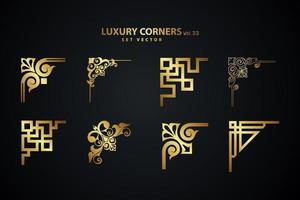Vintage art deco luxury corner set. Vector golden geometric template for borders and frames
