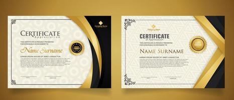 certificate template with classic frame and modern pattern, diploma, vector illustration