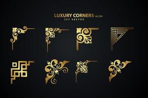 Vintage art deco luxury corner set. Vector golden geometric template for borders and frames