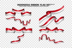 conjunto de banderas de cinta de indonesia, diseño de elementos, estilo 3d. ilustración vectorial vector