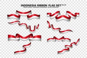 Indonesia Ribbon Flags Set, Element design, 3D style. vector Illustration