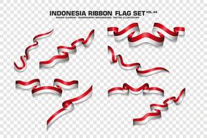 Indonesia Ribbon Flags Set, Element design, 3D style. vector Illustration