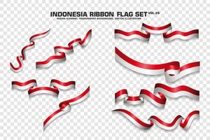 Indonesia Ribbon Flags Set, Element design, 3D style. vector Illustration