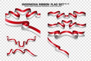 Indonesia Ribbon Flags Set, Element design, 3D style. vector Illustration